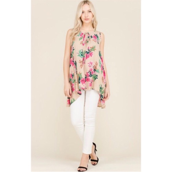 🆕 Tan Floral Tunic - Picture 4 of 5